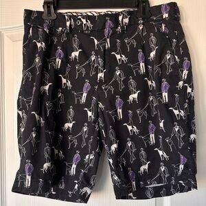 Polo Golf Shorts Mens 34 Dog Walker Novelty Print Ralph Lauren Black Purple